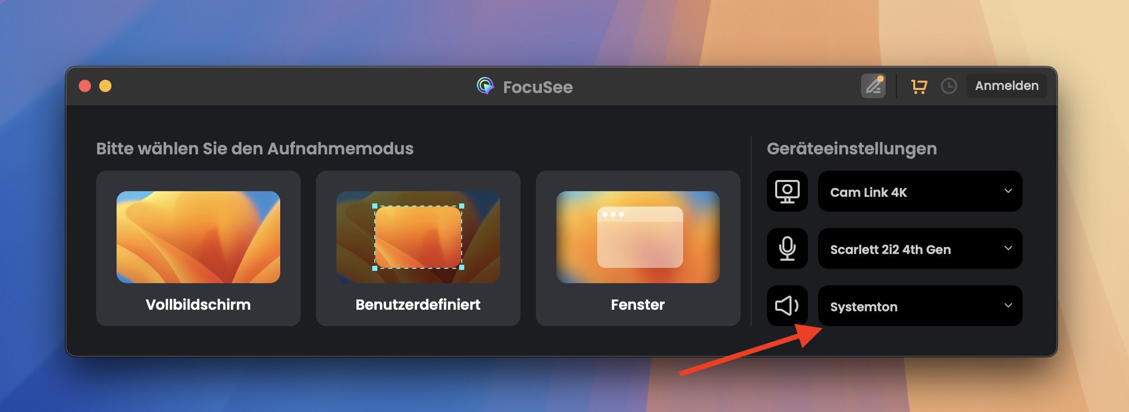 Startbild der App Focusee