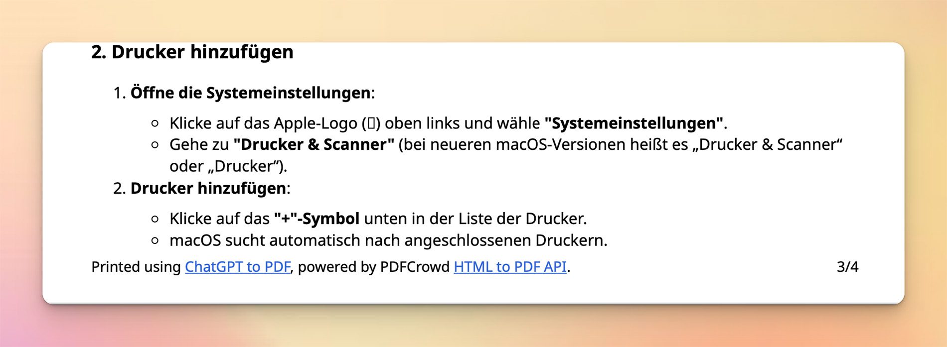 Werbehinweis am Ende einer PDF-Seite