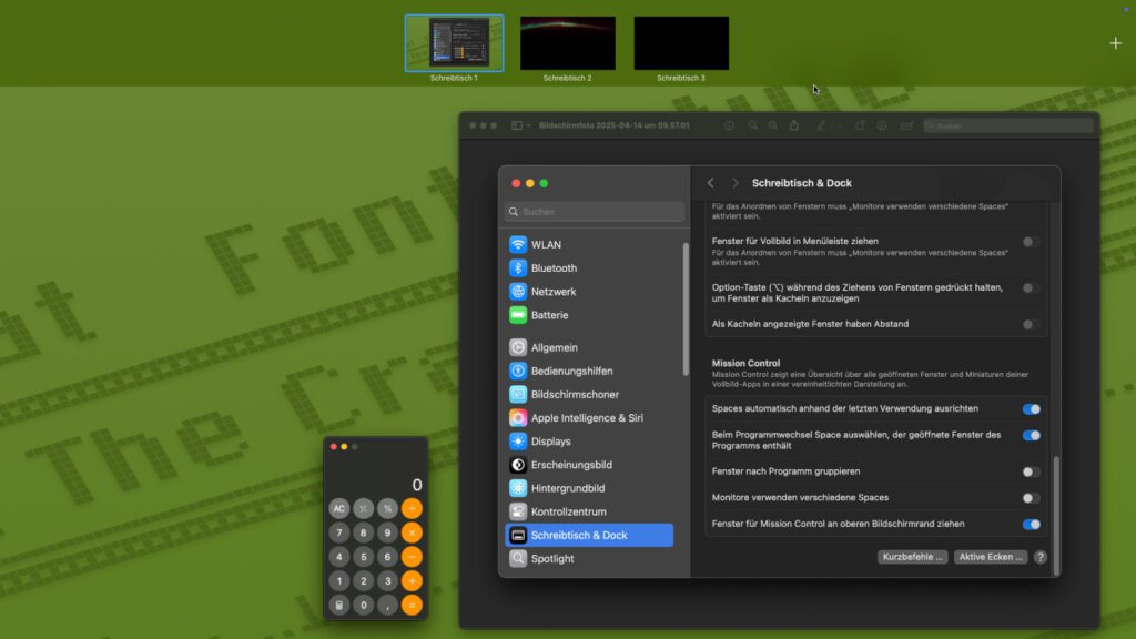 Keine Spaces anzeigen, wenn Fenster an den oberen Displayrand gezogen werden: In diesem Ratgeber erkläre ich, wie man das Aufrufen von Mission Control über den oberen Bildschirmrand deaktiviert.