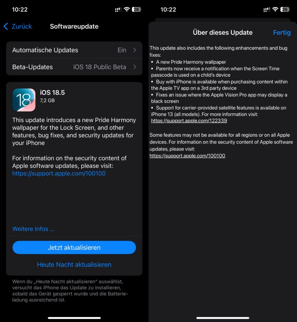Das neue iOS 18.5 steht schon als Developer- und Public Beta bereit. Der offizielle Release der finalen Version wird noch ein paar Tage auf sich warten lassen.