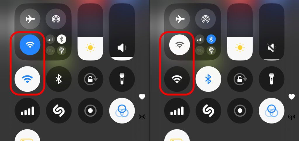 Außerhalb des Rechtecks mit den Verbindungsoptionen bedeutet ein weißer Kreis "aktiv". Innerhalb dieser Übersicht bedeutet er "inaktiv". Warum?