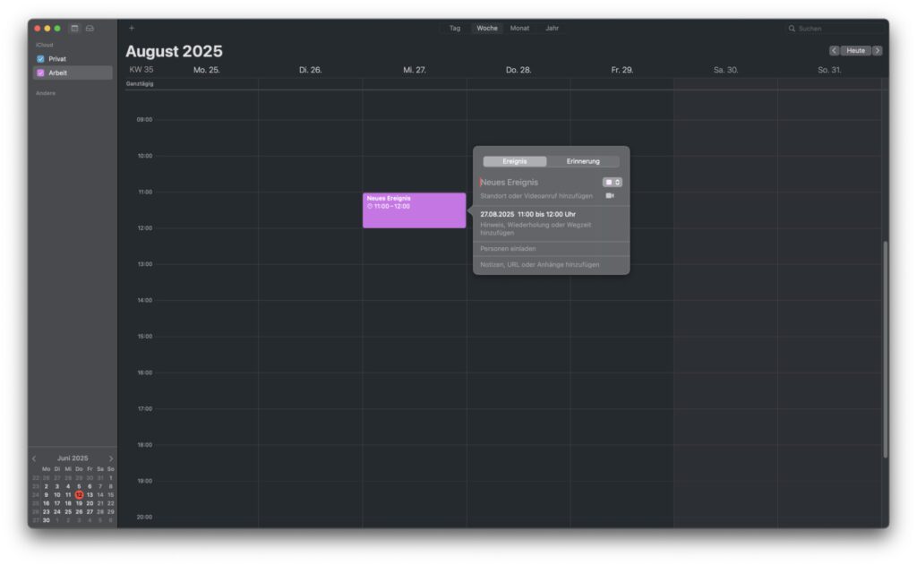 Kalender in macOS Sequoia