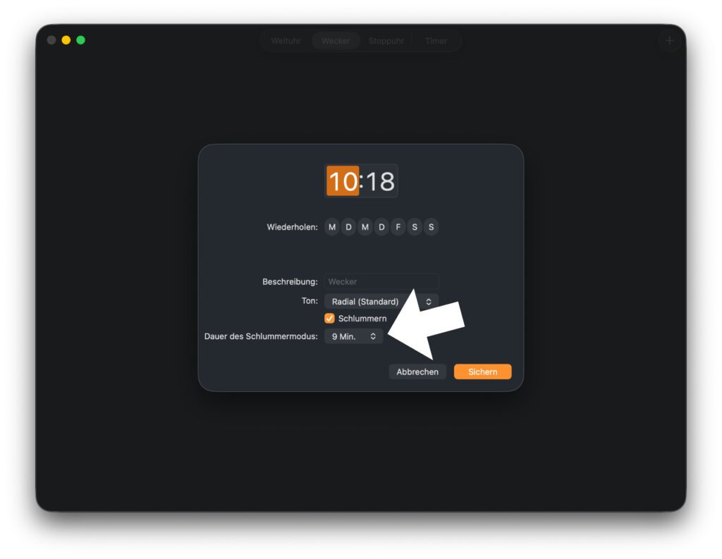 Die Uhr App bietet für Wecker nun einen individuellen Schlummerzeitraum.