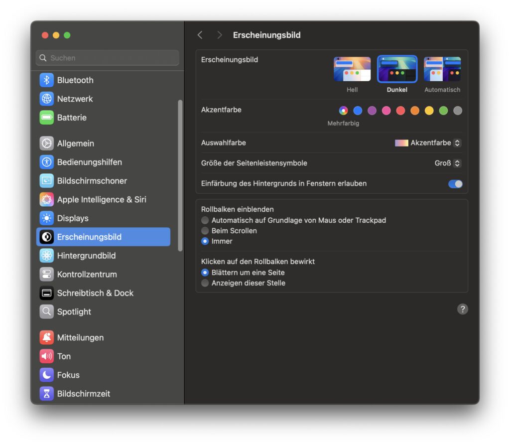 Systemeinstellungen unter macOS 15