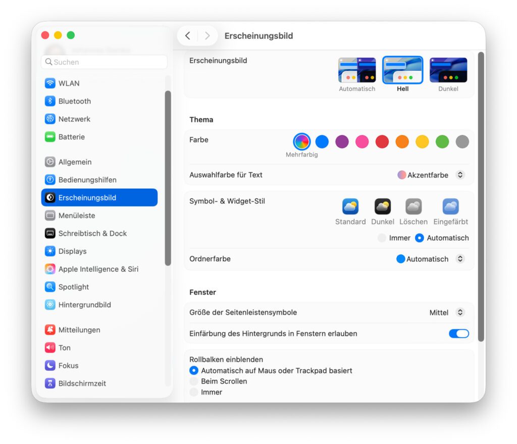 Systemeinstellungen unter macOS 26