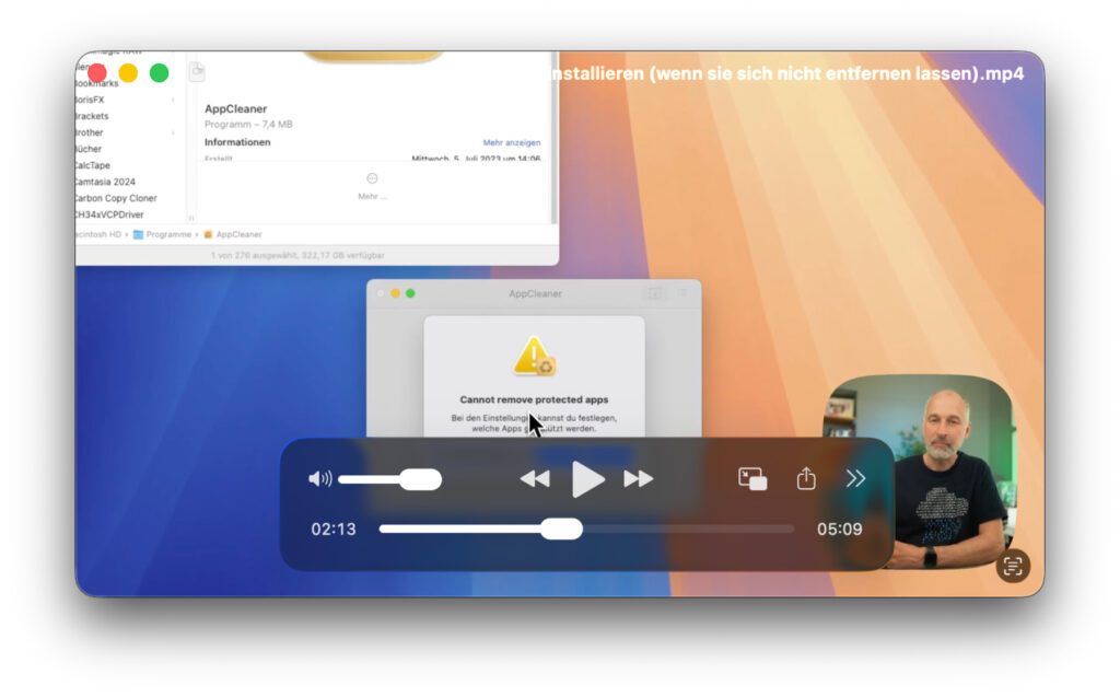 Video-Wiedergabe in QuickTime Player und TV App.