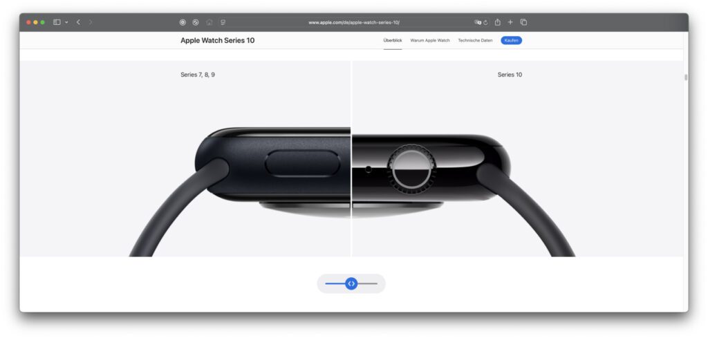 Durch die größere Fläche und kompaktere Hardware konnte die Tiefe der Uhr in 2024 reduziert werden.