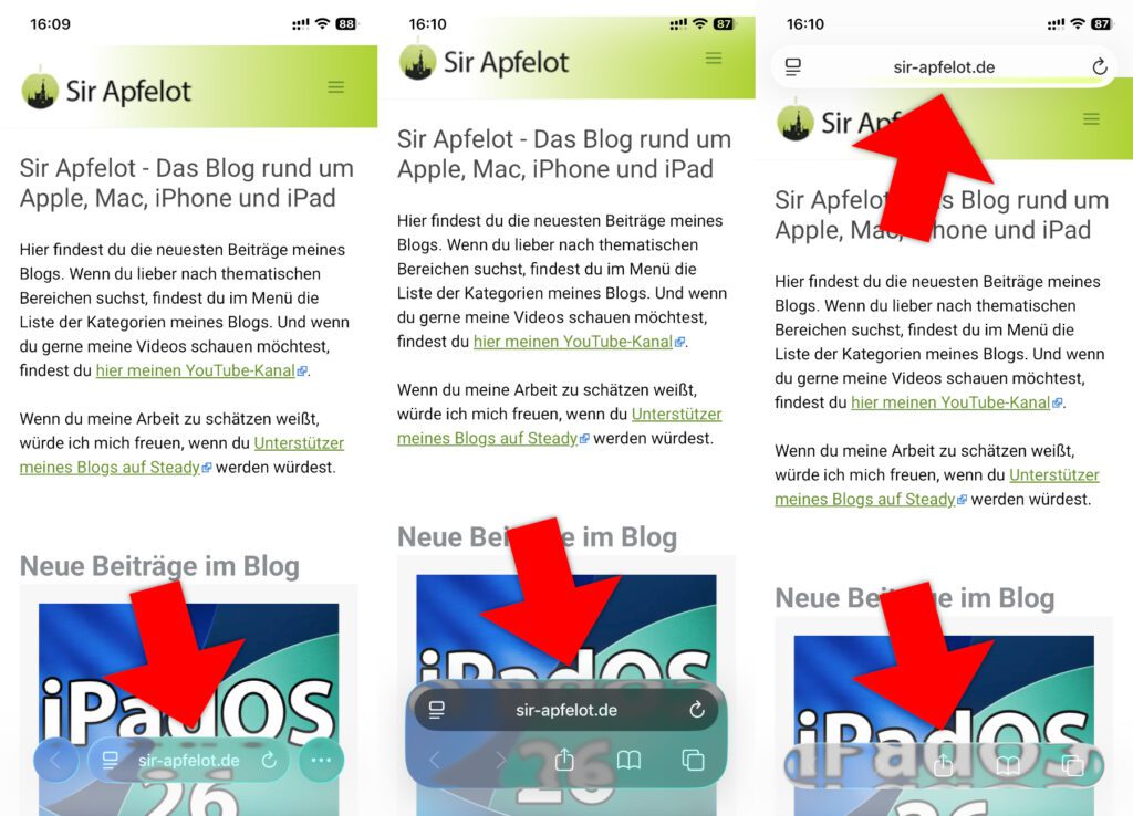 V.l.n.r.: Kompakt, Unten, Oben