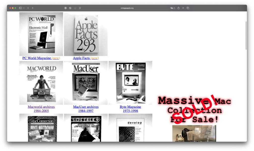 Die Vorschau-Grafiken sehen zwar aus wie schlechte Fotokopien, die gescannten Magazine und Bücher gibt's aber in Farbe und guter Auflösung :)