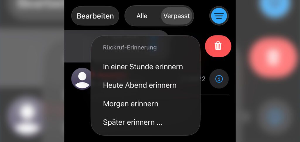 Neue iPhone-Funktion ab iOS 26: Rückruf-Erinnerung für verpasste Anrufe erstellen. Wie man eine individuelle Notiz zum Zurückrufen von Kontakten anlegt, zeige ich in diesem Ratgeber.