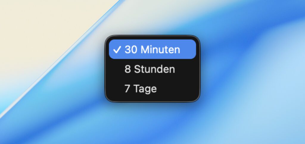 Ab macOS 26.1 kann man die Inhalte der Mac-Zwischenablage für die Spotlight-Suche 30 Minuten, 8 Stunden oder 7 Tage lang speichern.