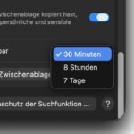 Mac-Zwischenablage in Spotlight: 30 Minuten, 8 Stunden oder 7 Tage speichern