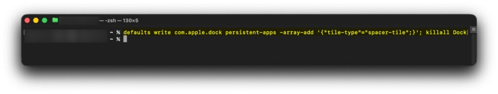 Terminal-Befehl für den breiten App-Zwischenraum im macOS Dock.