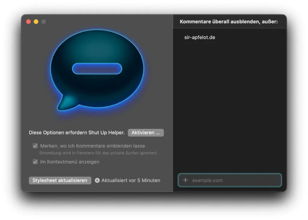 Einfach die App aus dem Programme-Ordner öffnen und Ausnahmen hinzufügen.