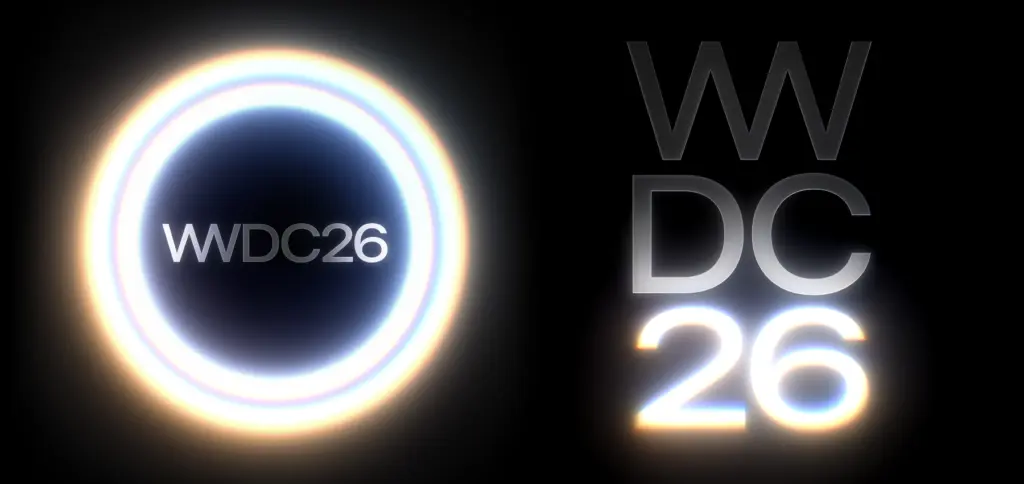 Der Apple Park und der WWDC26-Schriftzug mit Licht-Effekten. Welche Ankündigungen lassen sich aus den Grafiken herauslesen?