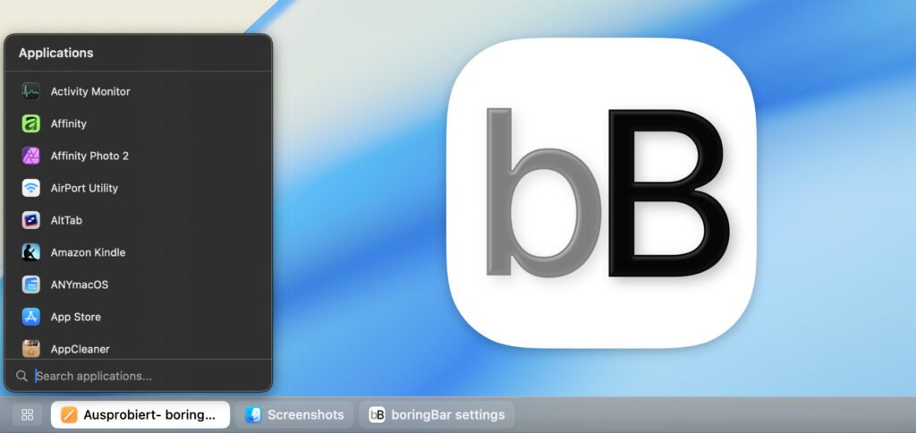 Die boringBar App im Test: Meine Erfahrungen mit der Taskleiste als Dock-Alternative unter macOS gibt es in diesem Beitrag.