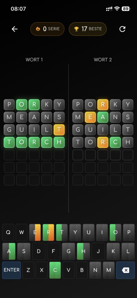 Mein Lieblingsspiel aus der Game Nest App: Zwillingswörter.