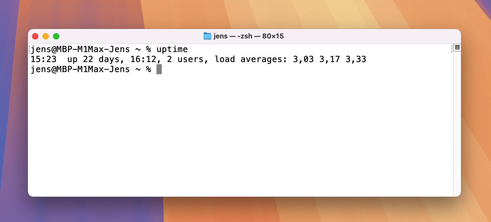 Uptime-Befehl im Terminal