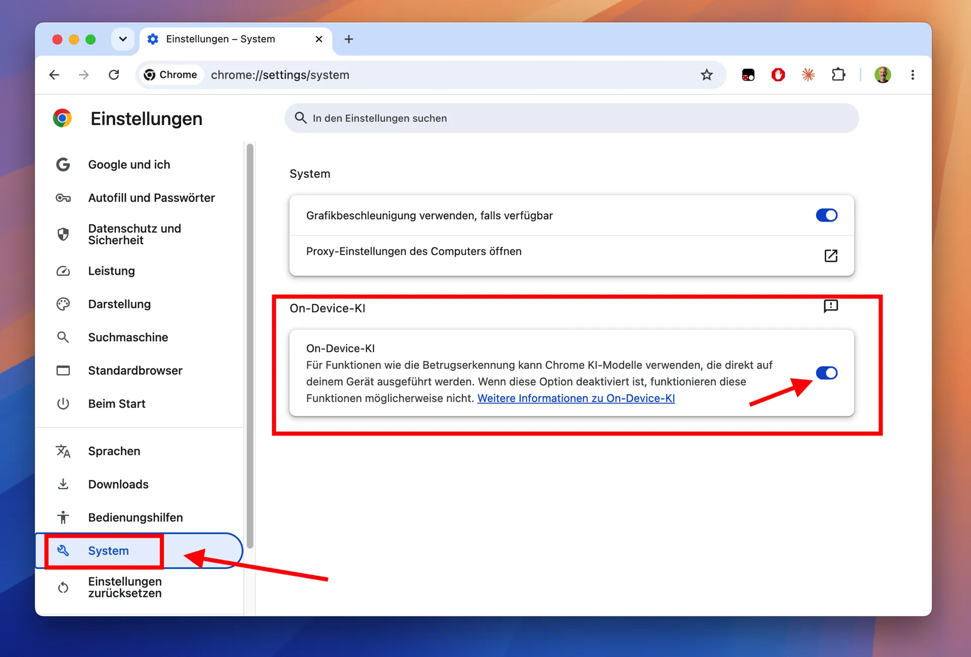 On-Device-KI in Google Chrome deaktivieren