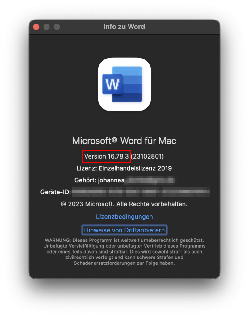 Ja, ich nutze tatsächlich die besagte Office-Version. Zukünftig dann wohl nicht mehr…