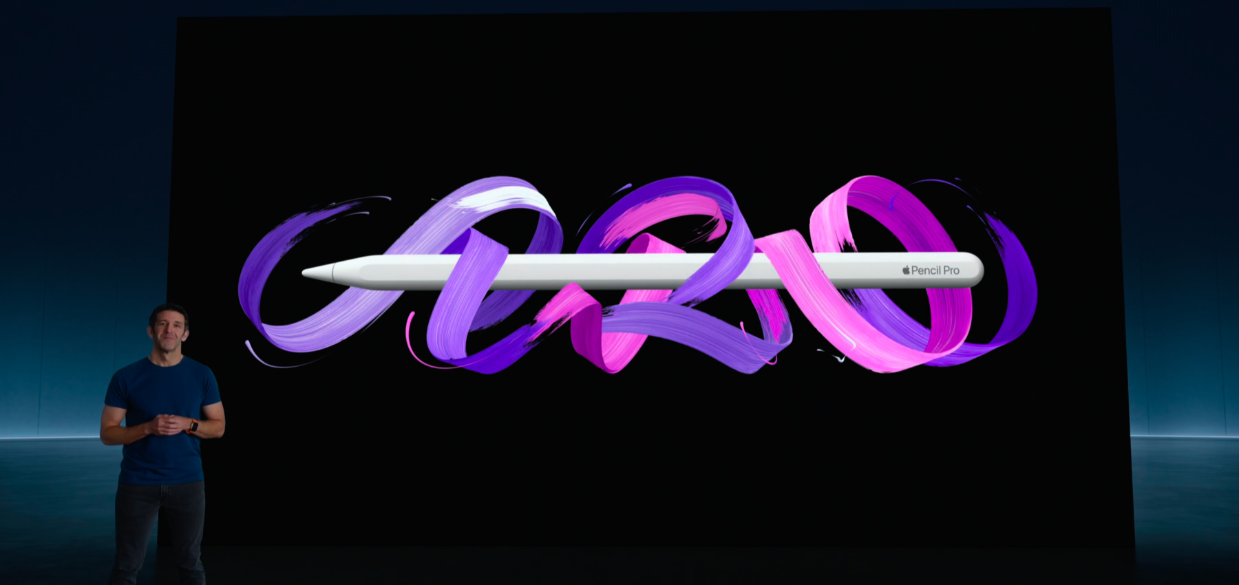 So könnte es aussehen: Der neue Apple-CEO John Ternus stellt 2027 eine aktualisierte Version des Apple Pencil Pro vor. (Screenshot der Apple Pencil Pro-Präsentation von 2024)