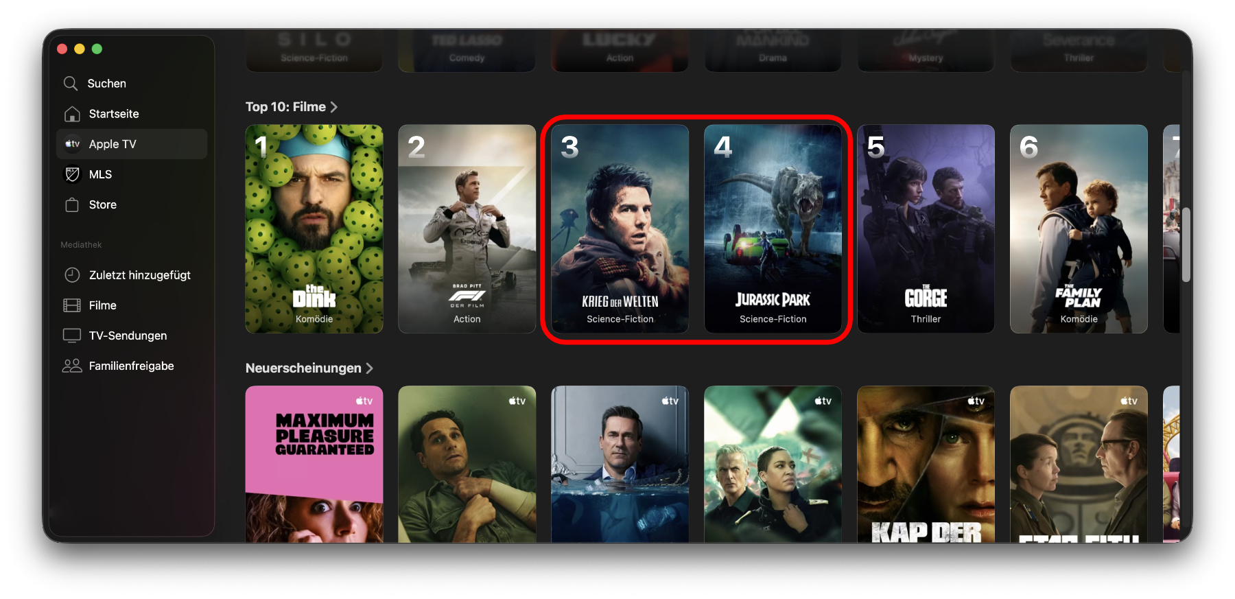 Apple testet mal wieder Fremdinhalte im Apple TV Abo. In Deutschland wurden 5 Filme hinzugefügt. Ob weitere folgen, lässt sich nicht sagen.